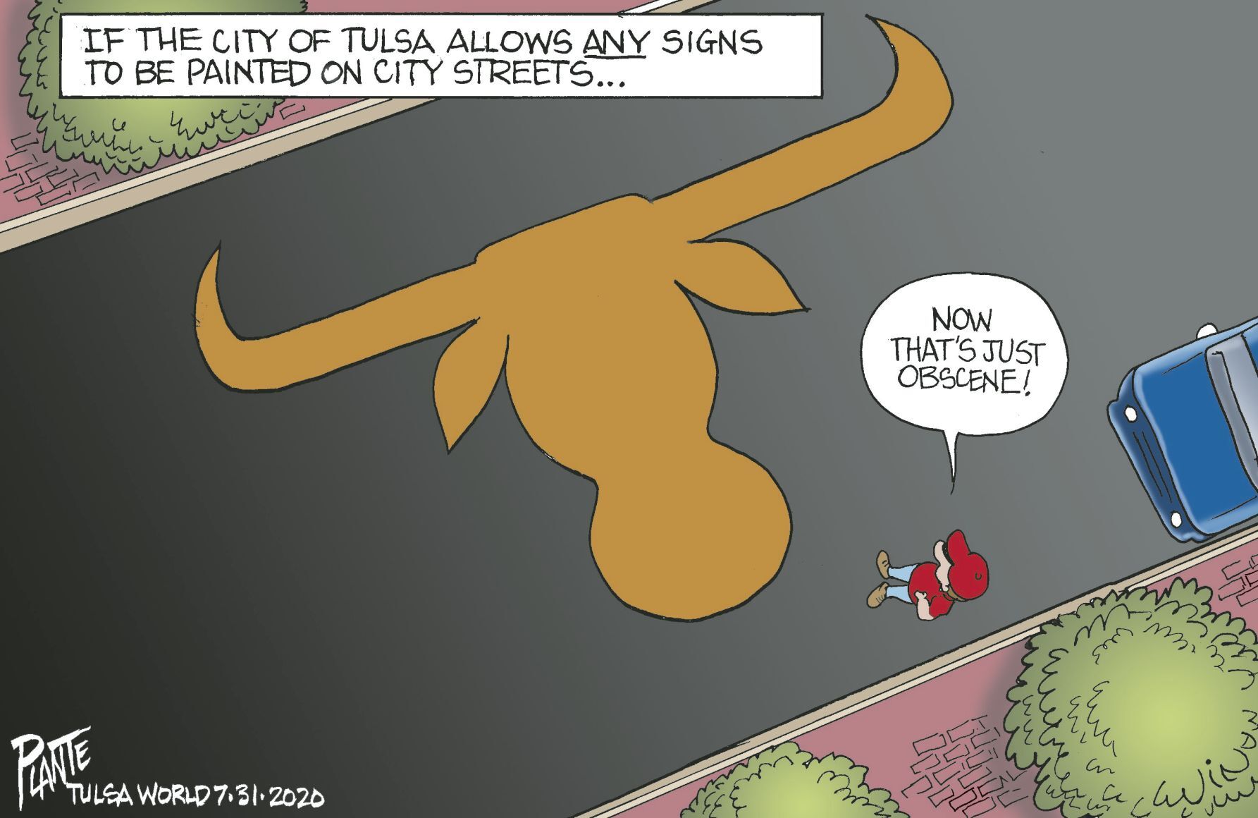 Bruce Plante Cartoon: New sign on Tulsa streets?